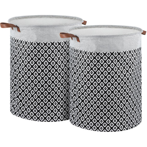 JF HOME BLISS 58L Large Laundry Basket, 2-Pack Foldable Waterproof Washing Basket with Handles, Portable Dirty Clothes Hamper for Bedroom, Bathroom, Dorm, Travel  Grey
