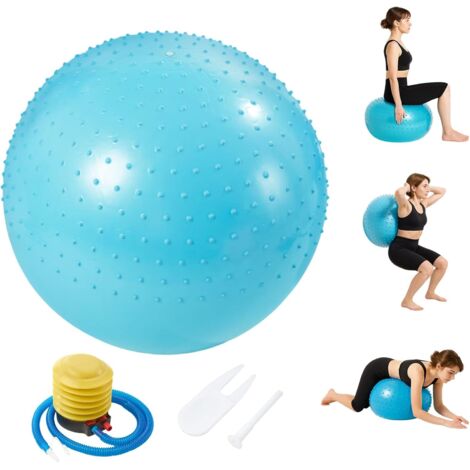 JF HOME BLISS 65CM Exercise Ball Yoga Pilates & Balance - Anti Slip with Quick Foot Pump (Blue)