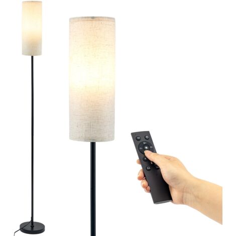JF HOME BLISS Floor Lamps for Living Room, Standing Lamp with Linen Lampshade for Bedrooms, 3 Color Temperatures Reading Light Floor Lamp - 9W LED Dimmable Bulb Included (Remote Dimming)