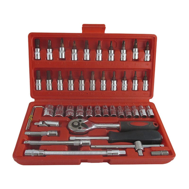 Clés à douilles 46 pcs 1/4 + embouts à vis
