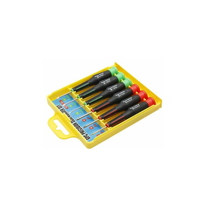 

FSKCS6RP Set de 6 destornilladores Planos/Philips de precisión con mango de acetato bi-material con distintos colores para diferenciarlos, ideal para