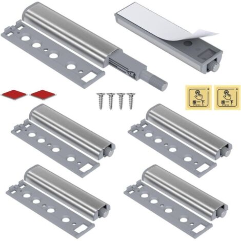 Jiayi - Pestillo magnético de metal para puertas de armarios (paquete de 6), sistema de apertura por presión, amortiguador para cajones