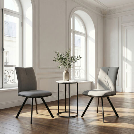 JIEXI Esszimmerstuhl-Set, mit Rückenlehne und Sitzfläche aus Stoff, geeignet für Küche, Schlafzimmer und Büro (2 Stück, hellgrau)