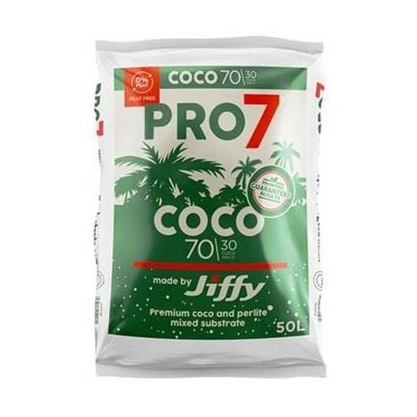 Coco Coir and Perlite mixed substrate. Light, free-draining, well aerated potting substrate. Peat-free. Jiffy PRO7 COCO 7030, Coco Perlite mix – 50L bag