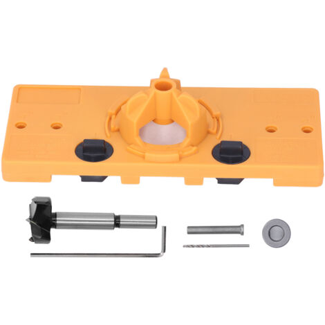 Jig de perçage pour charnières invisibles ABS, guide de positionnement pour perceuse à colonne, outil de localisation jaune.