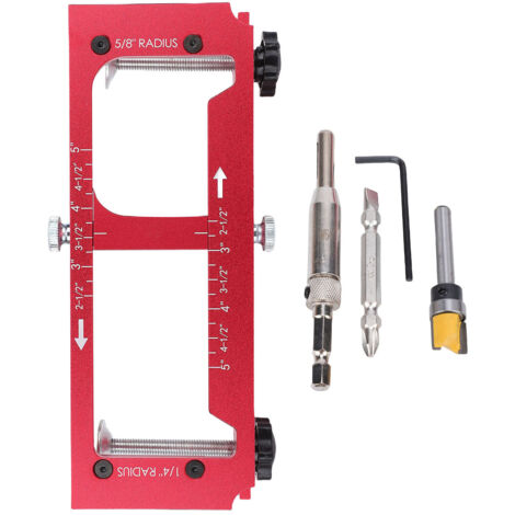 Jig pour Porte en Aluminium Haute Précision, Kit d'Installation Gabarit Mortaise avec Accessories, Matériau Alu Alloy, 635g, 22x8x5cm, 5 Pièces