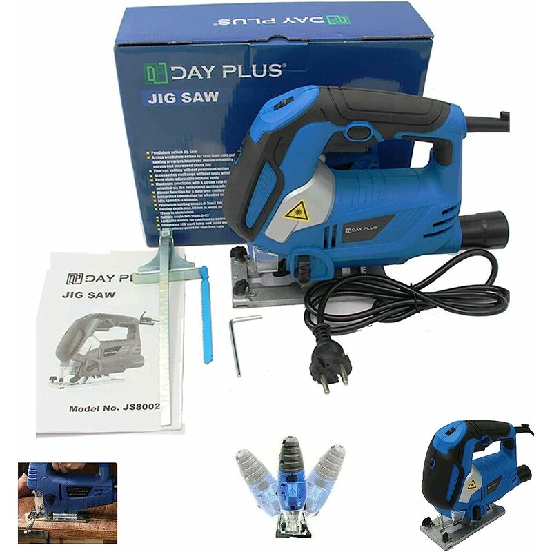 Briefness - Jig Saws, 800W Max Cutting Depth 110mm for Wood, 800-3000 spm hychika Electric Jigsaw with Laser, 6 Variable Speeds, 0-3 Orbital Sets