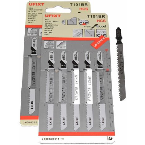 UFIXT Jigsaw Blades T101BR For Down Cutting Laminates and Veneers High Carbon Steel HCS 10 Pack