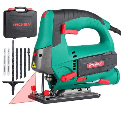 Jigsaw, HYCHIKA 800W Max Cutting Depth 110mm for Wood, 800-3000SPM  Electric Jigsaw with Laser, 6 Variable Speeds