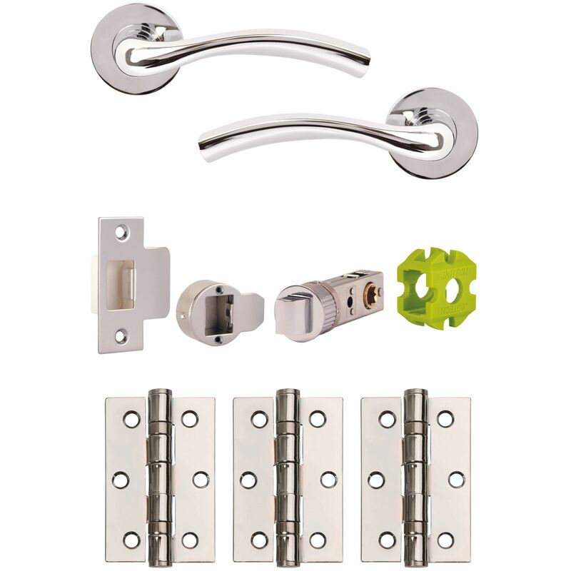 Union - Jigtech Solar Fire Rated passage Door Pack - Polished Chrome