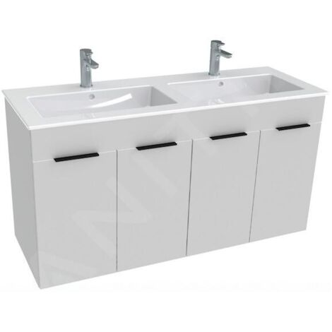 Jika Cube - Meuble avec double évier, 1180x422x622 mm, blanc H4536611763001