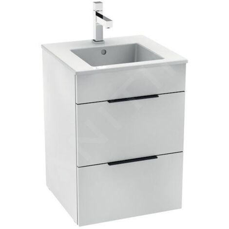Jika Cube - Meuble avec lavabo, 440x422x607 mm, 2 tiroirs, blanc H4536221763001