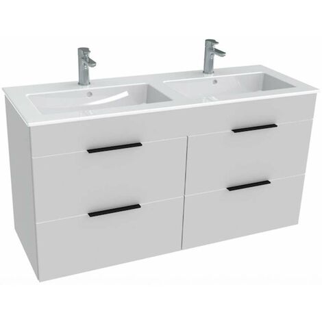 Jika Cube - Mobiletto con lavabo doppio, 116x42x62 cm, bianco H4536621763001