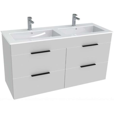 Jika Cube - Mueble con lavabo doble, 116x42x62 cm, blanco H4536621763001