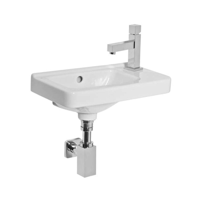 Jika - Cubito - Lave-mains 45x25 cm, avec trop-plein, trou pour robinetterie à droite, blanc H8114240001061