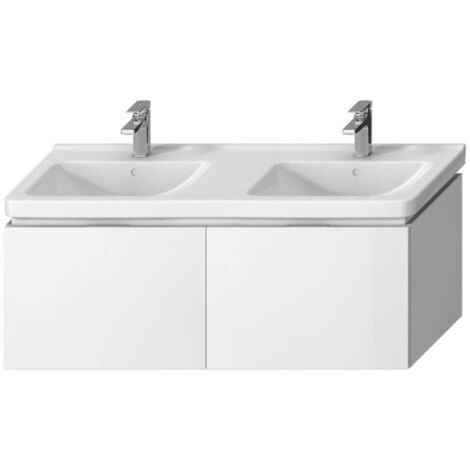 Jika Cubito - Mobiletto per lavabo a 2 vasche, 128x48 cm, bianco H40J4274015001