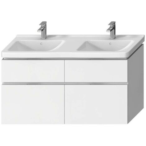 Jika Cubito Pure - Mobiletto per lavabo a 2 vasche, 128x68 cm, bianco H40J4274025001