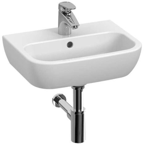 Jika Deep - Lavamani 40 cm, con troppopieno e foro per miscelatore, bianco H8103650001041