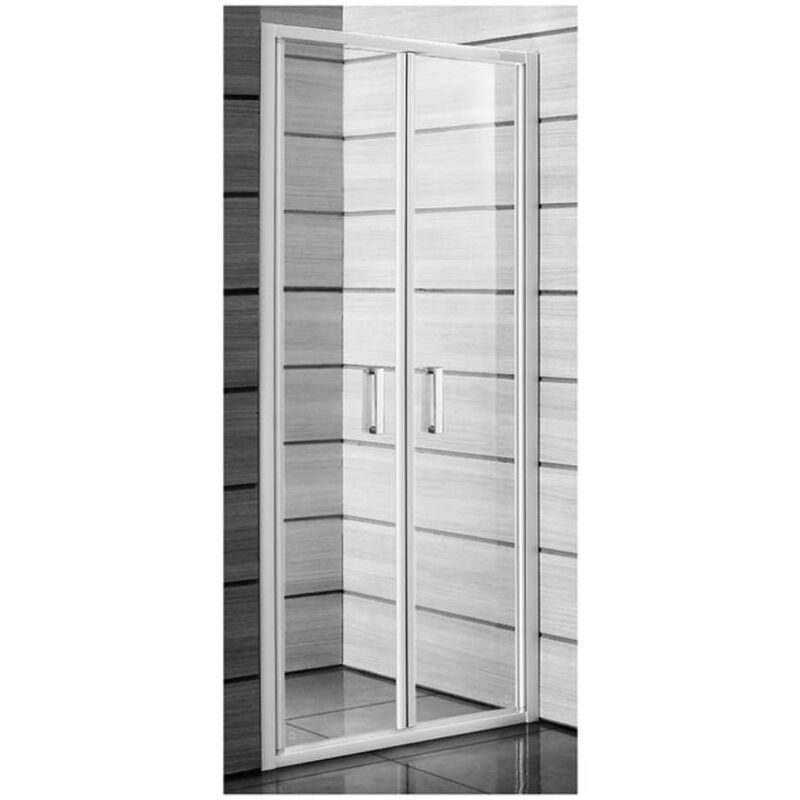 Lyra plus - Porte de douche à deux battants 90x190 cm, bandes décoratives blanc/verre H2563820006651 - Jika