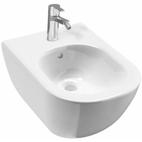 Jika Mio - Bidet sospeso, con foro per miscelatore e fori laterali, bianco H8317120003041