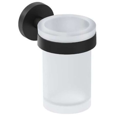 Jika Mio Style - Soporte para cepillo y pasta de dientes, vidrio /negro mate H3822F17160001