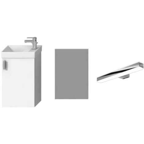 Jika Petit - Conjunto de mueble con lavabo, espejo e iluminación, blanco H45J5141753001