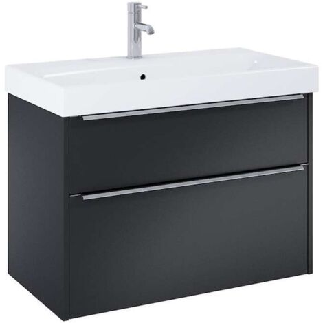 Jika Pure - Armario con lavabo, 80x54x42 cm, 2 cajones, negro mate H40B2344023532