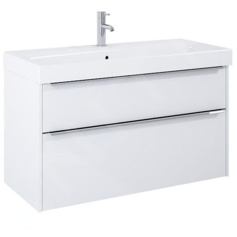 Jika Pure - Meuble avec lavabo, 100x54x42 cm, 2 tiroirs, blanc brillant H40B2364025002