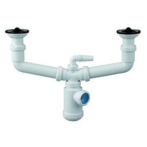 JIMTEN sifon s-40 1 1/2 doble , Sifón S40 fregadero 005078 Tamaño: 1 1/2 x 70 mm Colector central sifónico, botella, extensible, salida horizontal, con válvulas y tomar aux