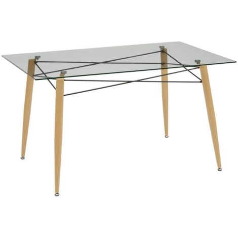 Jindo Mesa de comedor de cristal templado de 6 plazas 140x80x77cm - Atmosphera créateur d'intérieur
