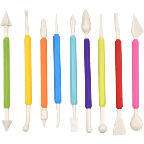 Jinlaili Outils de Modelage pour Patisserie, 9 Pcs Outils de Modelage Fondant, Outils de Décoration de Gateaux, Outils de Sculpture en Pate à Modeler Polymère, Outils de Modelage pour Pate à Sucre,