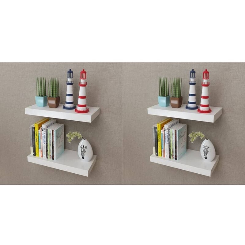 INLIFE Étagères murales 4 pcs Blanc 40 cm