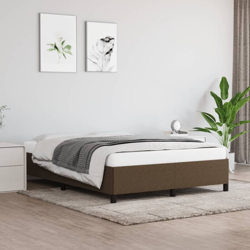 Bettgestell Ohne Matratze Dunkelbraun 140x200 Cm Stoff Vidaxl