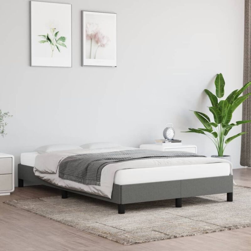 Bettgestell Ohne Matratze Dunkelgrau 120x190 Cm Stoff Vidaxl