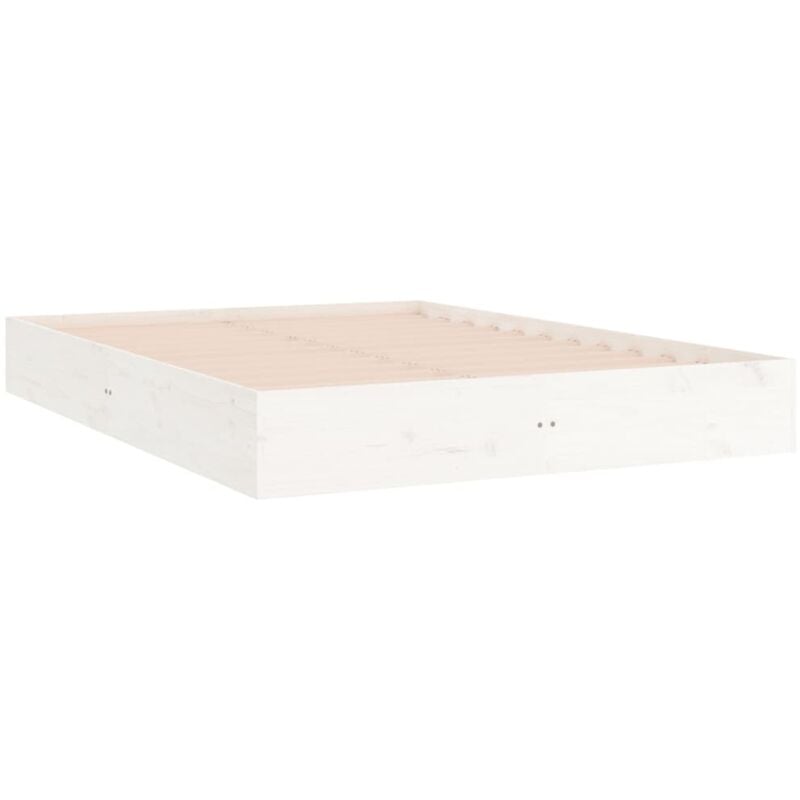 Cadre de lit blanc bois massif 160x200 cm