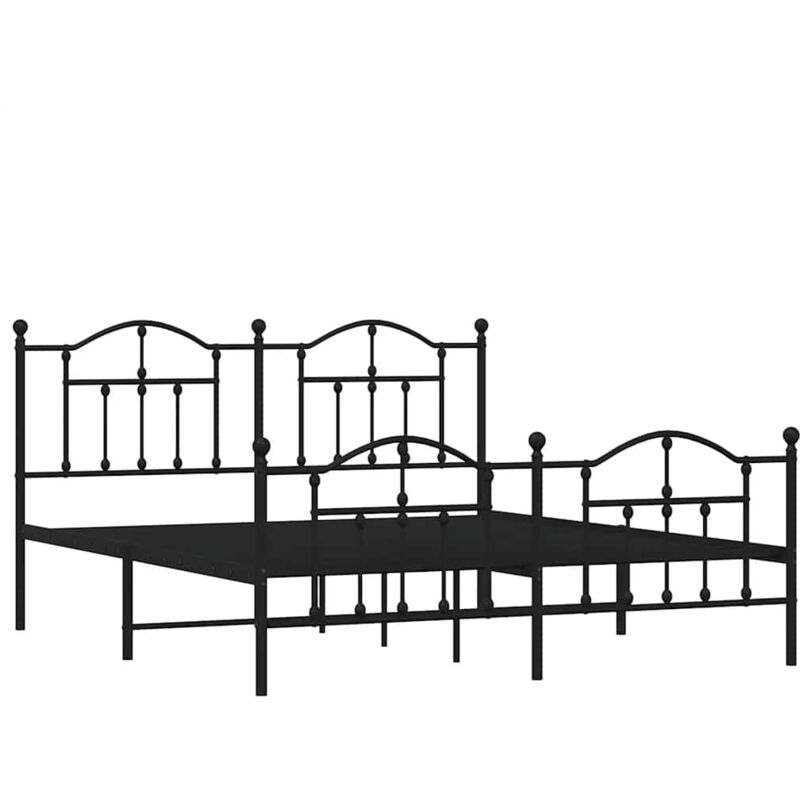 Jinlefu - Cadre de lit métal sans matelas avec pied de lit noir 160x200cm vidaXL