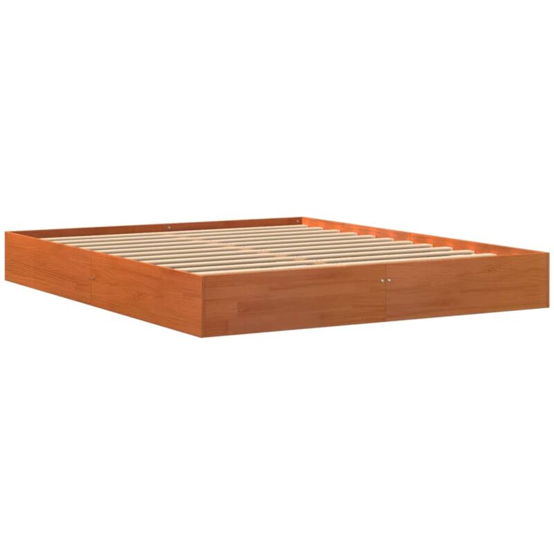 Cadre de lit sans matelas cire marron 150x200cm bois pin massif Vidaxl