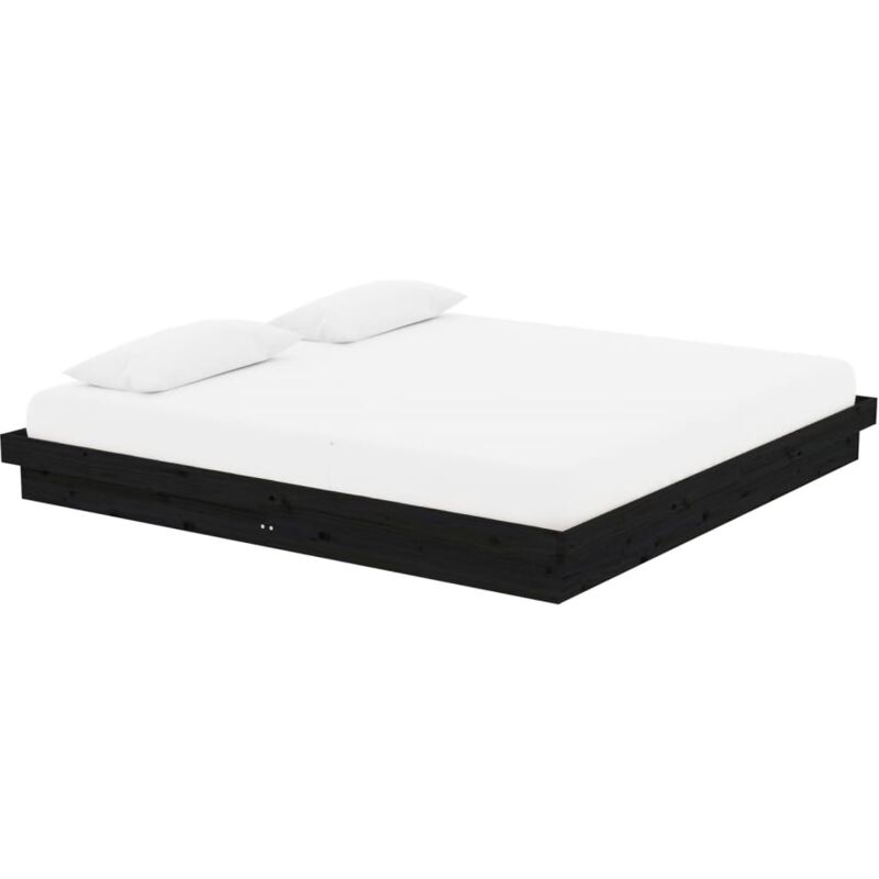 Vidaxl - Cadre de lit sans matelas noir bois massif 200x200 cm