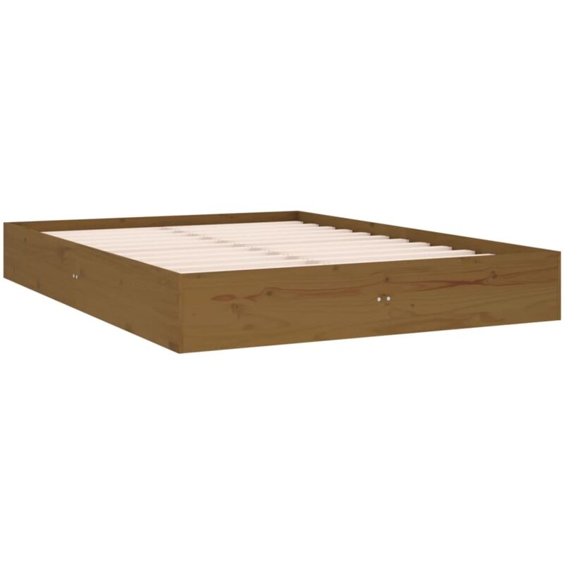 Vidaxl - Cadre de lit sans matelas marron miel bois massif 120x190 cm