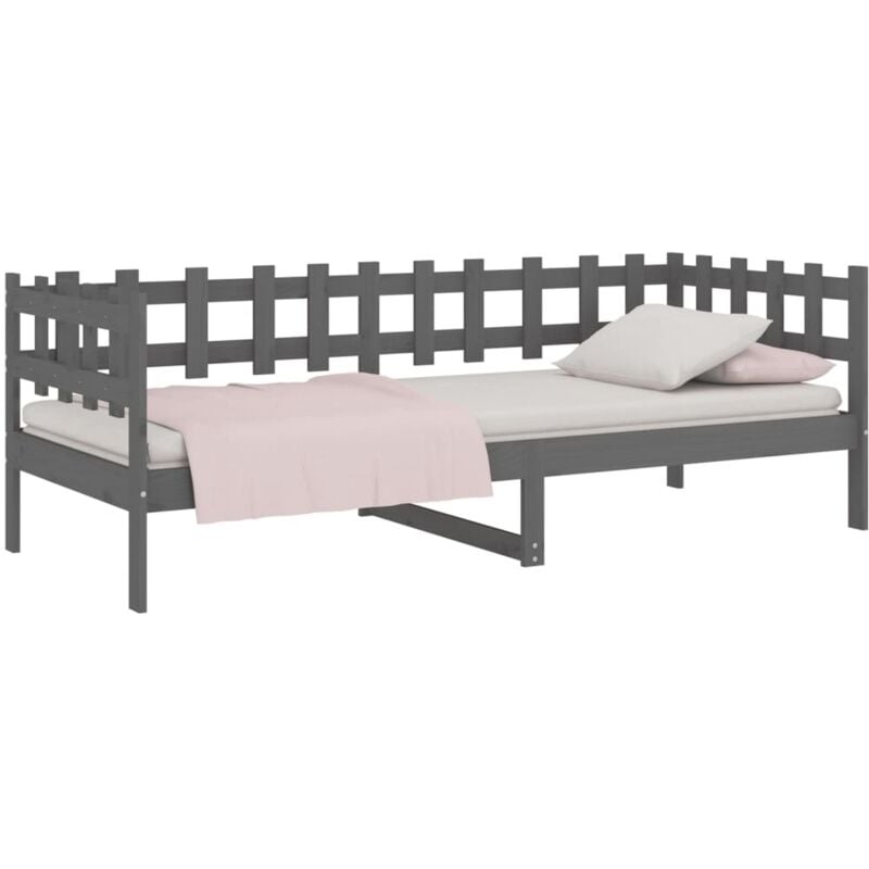 Jinlefu - Lit de jour sans matelas gris 90x190 cm bois de pin massif vidaXL