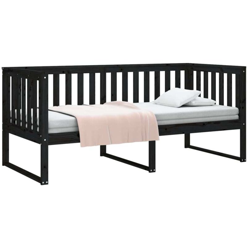 Jinlefu - Lit de jour sans matelas noir 90x190 cm bois de pin massif vidaXL