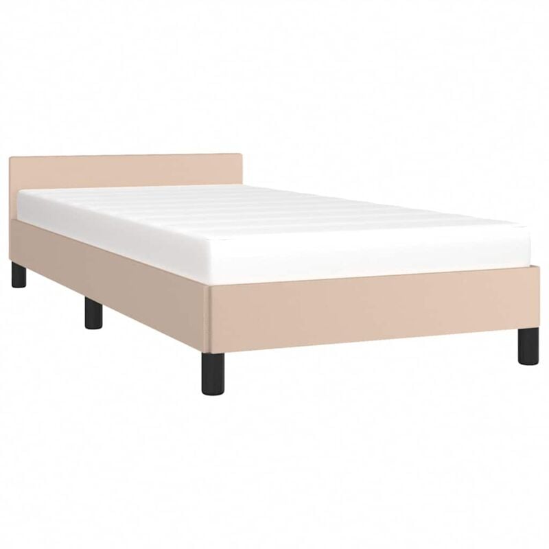 Jinlefu - Cadre de lit avec tête de lit sans matelas cappuccino 90x190 cm vidaXL