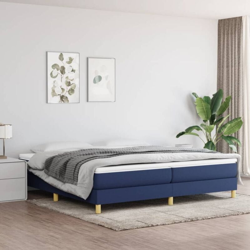 Vidaxl - Cadre de lit sans matelas bleu 200x200 cm tissu