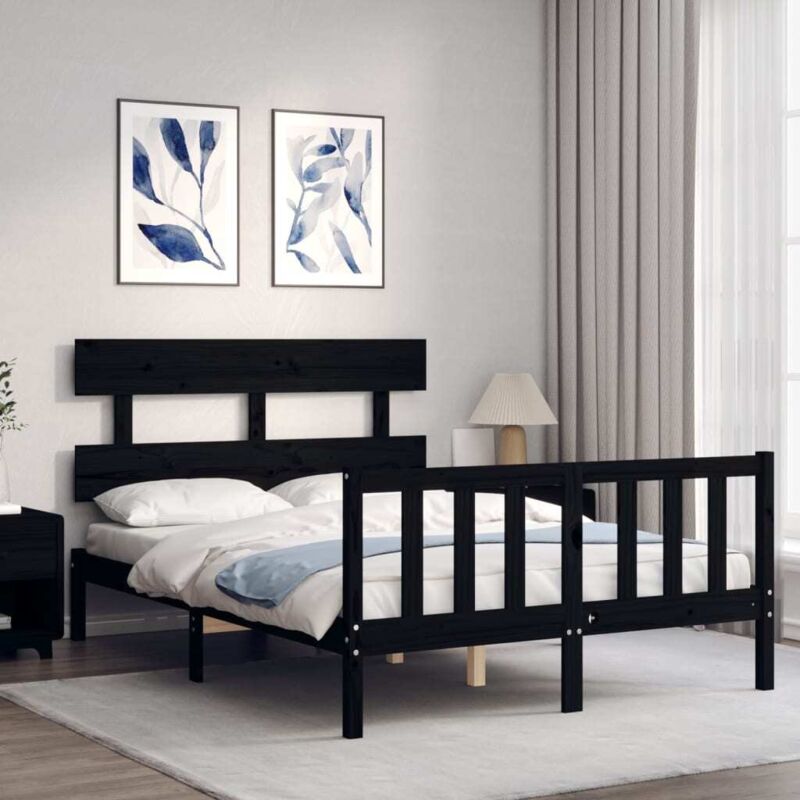 Cadre de lit sans matelas noir 140x190 cm bois de pin massif vidaXL