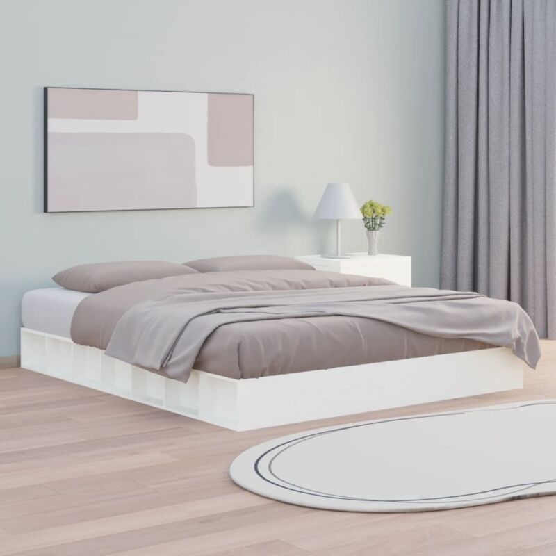 Vidaxl - Lit double,Cadre de lit Blanc 200x200 cm Bois massif