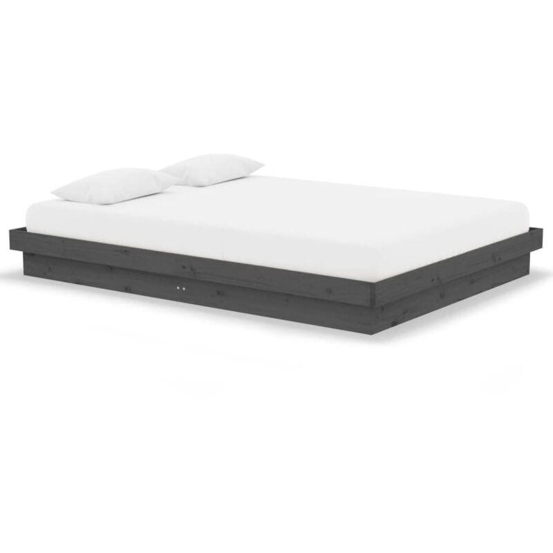 Vidaxl - Cadre de lit Gris Bois massif 140x190 cm