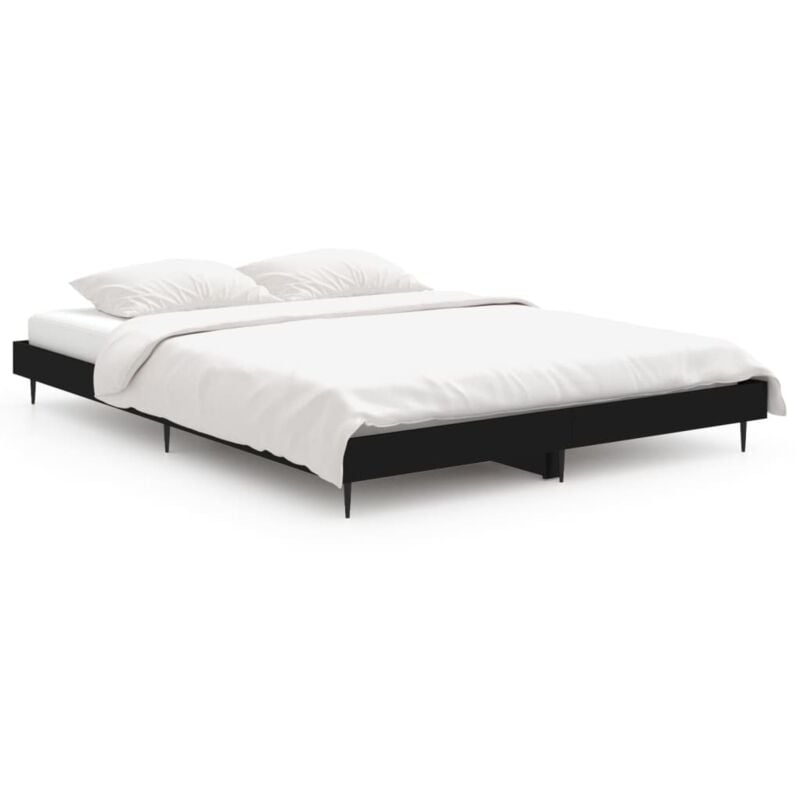 Cadre de lit noir 140x190 cm bois d'ingénierie