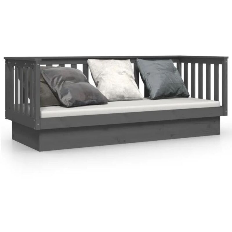 Vidaxl - Lit de jour Gris 90x190 cm Bois de pin massif