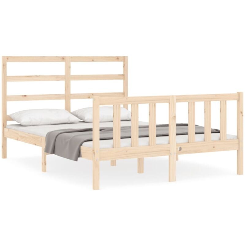 Jinlefu - vidaXL Cadre de lit avec tête de lit 140x190 cm bois massif