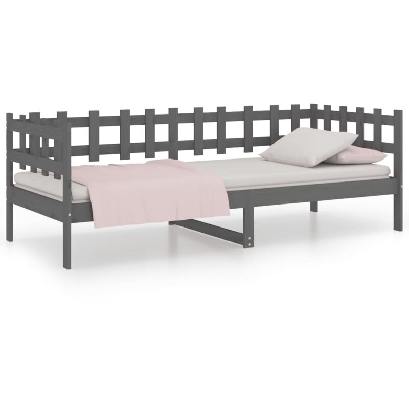 Jinlefu - vidaXL Lit de jour Gris 80x200 cm Bois de pin massif